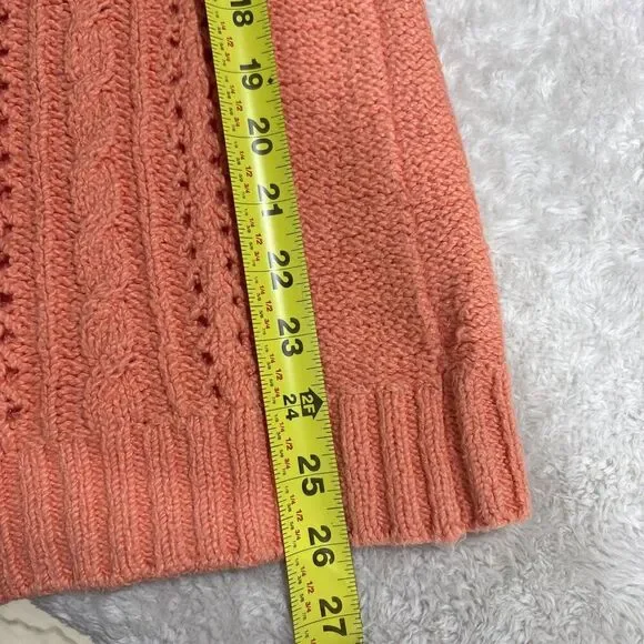 Tommy Bahama Chunky Cotton Cable Knit Sweater Hoody Womens Size M Coral pullover - Picture 10 of 11
